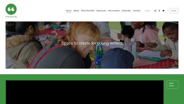 Screenshot of the Little Green Pig website