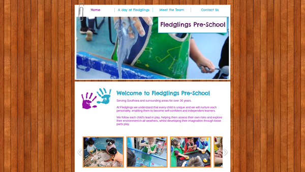 Screenshot of the Fledglings Pre-School website