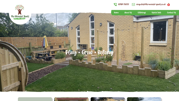 Screenshot of the The Wonder Years Pre-School & Extended School Facility CIO website