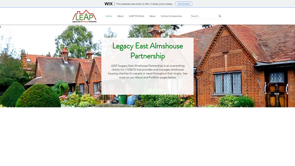 Screenshot of the Legacy East Almshouse Partnership website