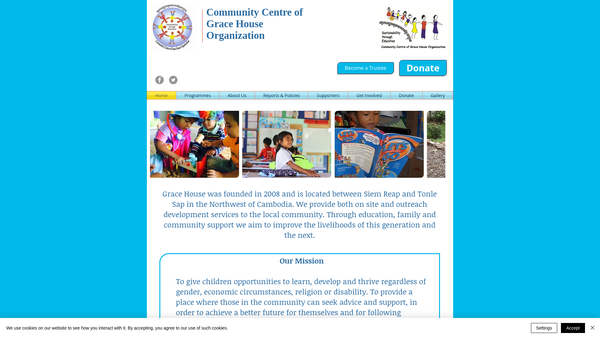 Screenshot of the Grace House Cambodia Trust website
