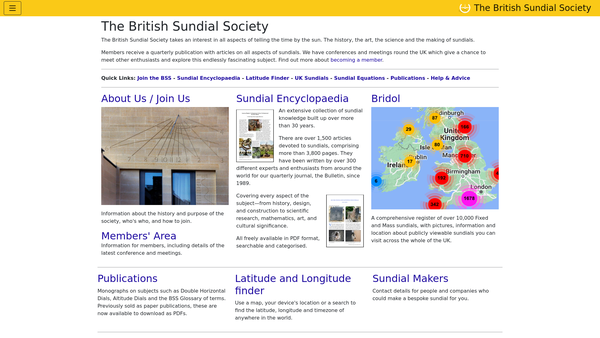 Screenshot of the The British Sundial Society website