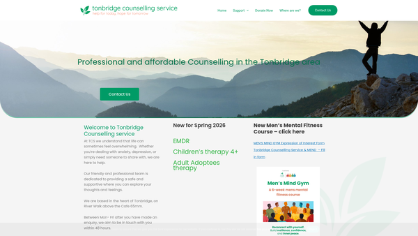 Screenshot of the Tonbridge Counselling Service website