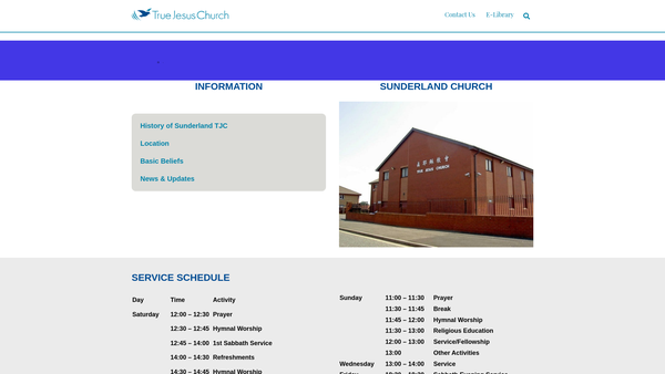 Screenshot of the True Jesus Church Sunderland website