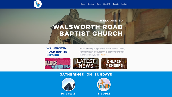 Screenshot of the Walsworth Road Baptist Church website