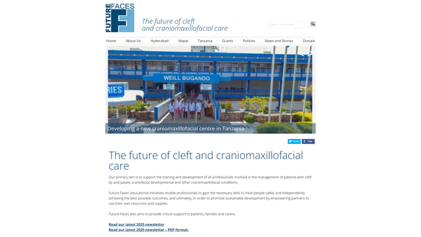 Screenshot of the Future Faces website