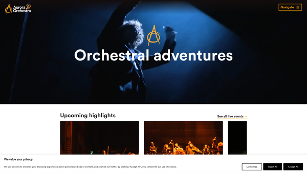 Screenshot of the Aurora Orchestra website