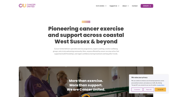 Screenshot of the Cancer United website