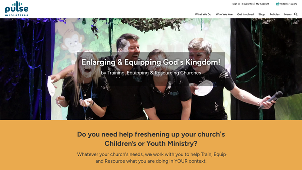 Screenshot of the Pulse Children's And Youth Ministries website