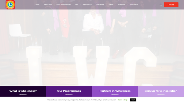 Screenshot of the Jacqueline Peart International Ministries website