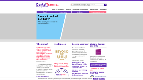 Screenshot of the Dental Trauma UK website