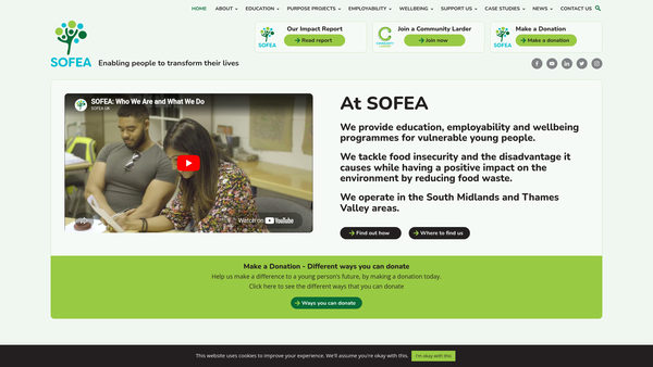 Screenshot of the Sofea website
