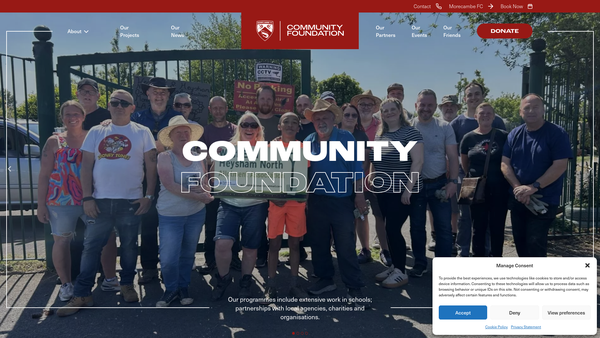 Screenshot of the Morecambe F.C. Community Sports website