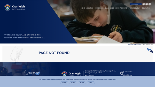 Screenshot of the Cranleigh Primary Friends Association website