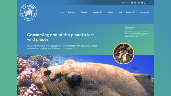 Screenshot of the Chagos Conservation Trust website
