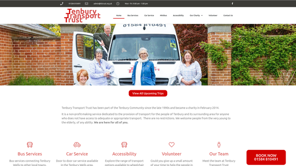Screenshot of the Tenbury Transport Trust website