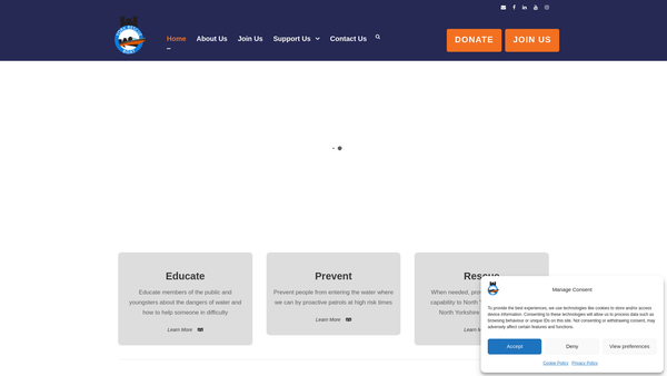 Screenshot of the York Rescue Boat website