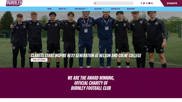 Screenshot of the Clarets In The Community Limited website