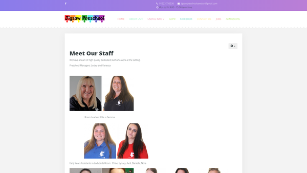 Screenshot of the Jigsaw Preschool website