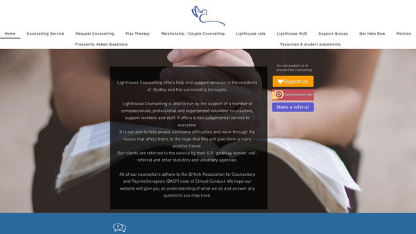 Screenshot of the Dudley Counselling Centre website