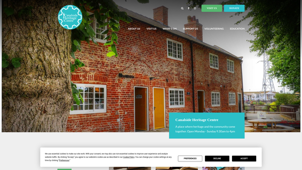 Screenshot of the Canalside Heritage Centre website
