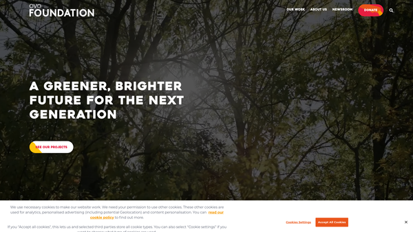 Screenshot of the The Ovo Charitable Foundation website