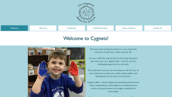 Screenshot of the The Cygnets Milton Pre-School website