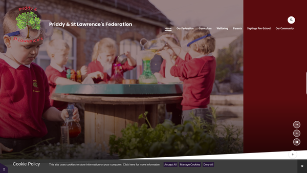 Screenshot of the Priddy Parent & Teacher's Association & Friends website