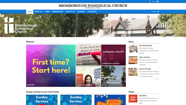 Screenshot of the Bromborough Evangelical Church website