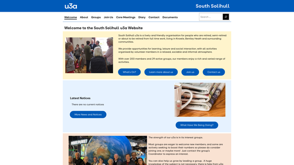 Screenshot of the South Solihull University Of The Third Age website