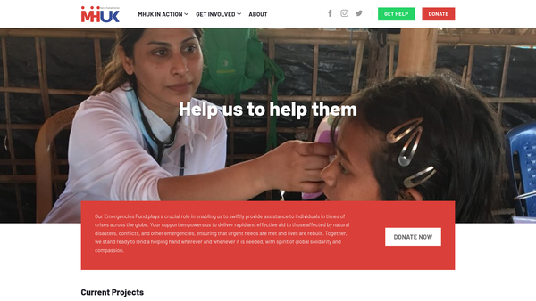 Screenshot of the Mercy Humanitarian UK website