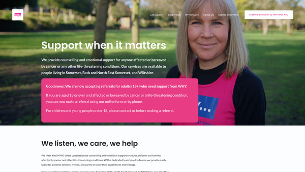 Screenshot of the We Hear You website