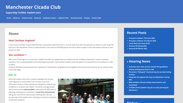 Screenshot of the Manchester Cicada website