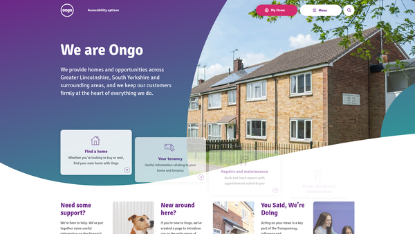 Screenshot of the Ongo Communities Limited website