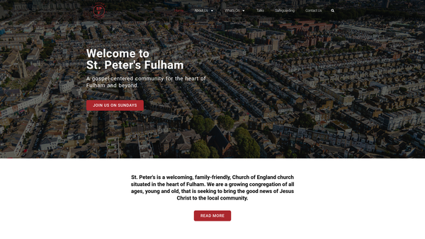 Screenshot of the The Parochial Church Council Of The Ecclesiastical Parish Of St Peter, Fulham website