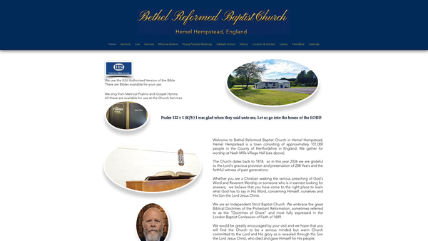 Screenshot of the Bethel Reformed Baptist Church website