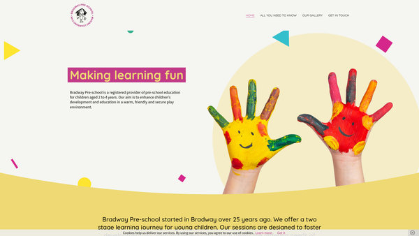Screenshot of the Bradway Pre-School website