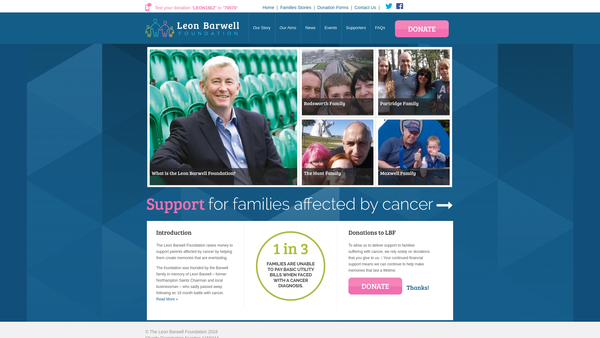 Screenshot of the The Leon Barwell Foundation website
