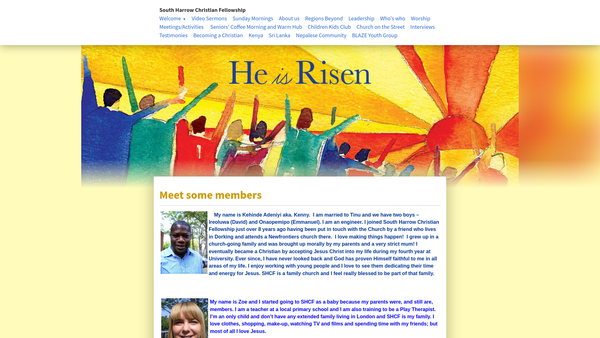 Screenshot of the South Harrow Christian Fellowship website
