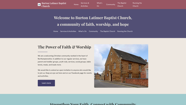 Screenshot of the Burton Latimer Baptist Church website
