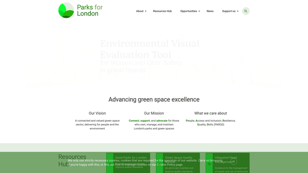 Screenshot of the London Parks And Green Spaces Forum website