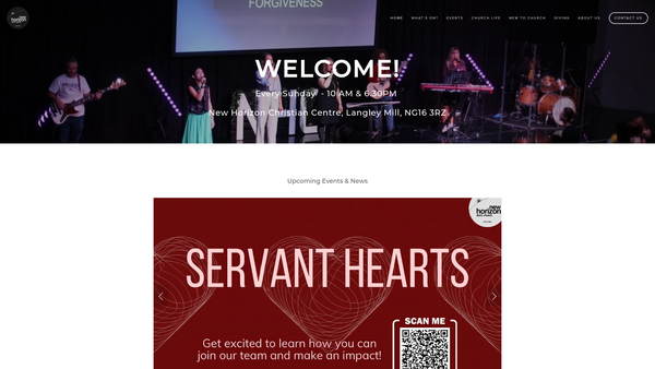 Screenshot of the New Horizon Aog Church website