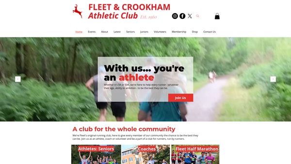 Screenshot of the Fleet & Crookham Athletic Club website