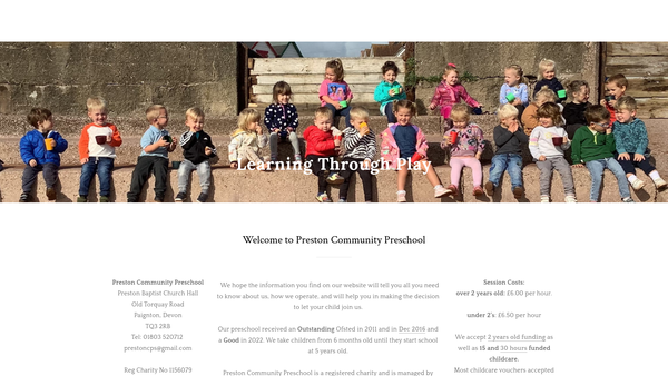 Screenshot of the Preston Community Preschool website
