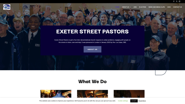 Screenshot of the Exeter Street Pastors website