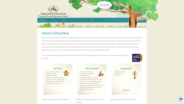 Screenshot of the Oakey Dokeys Pre School Limited website
