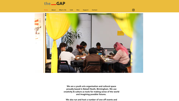Screenshot of the The Gap Arts Project website