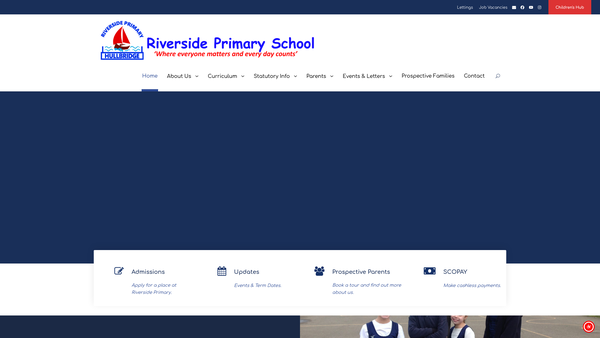 Screenshot of the Riverside Primary School PTA website