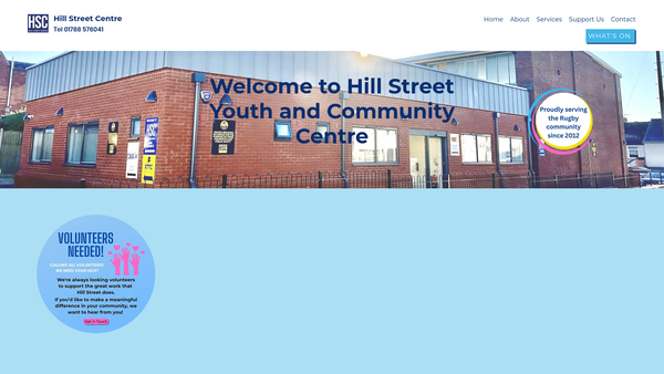 Screenshot of the Hill Street Youth & Community Centre website