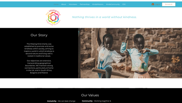 Screenshot of the The Missing Kind website